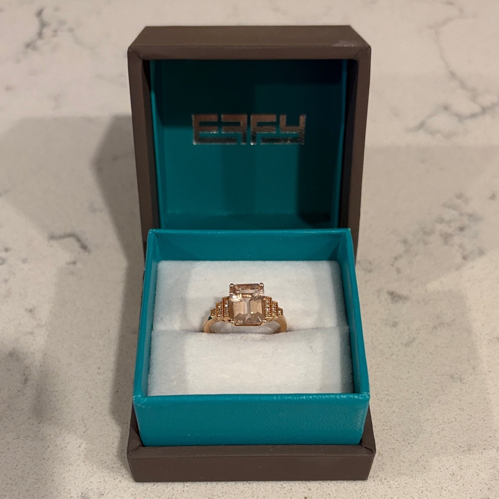 Effy 14K Rose Gold Morganite & Diamond Ring